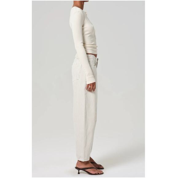 Citizens of Humanity Women's Khaki Stripe Miro Rework Relaxed Jeans Size 24 - Picture 10 of 11